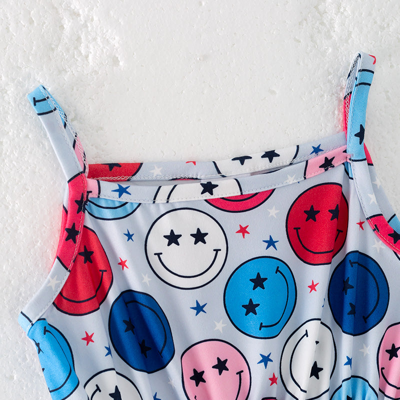 (In Stock)Girls Patriotic Print Jumpsuit 3 Pcs