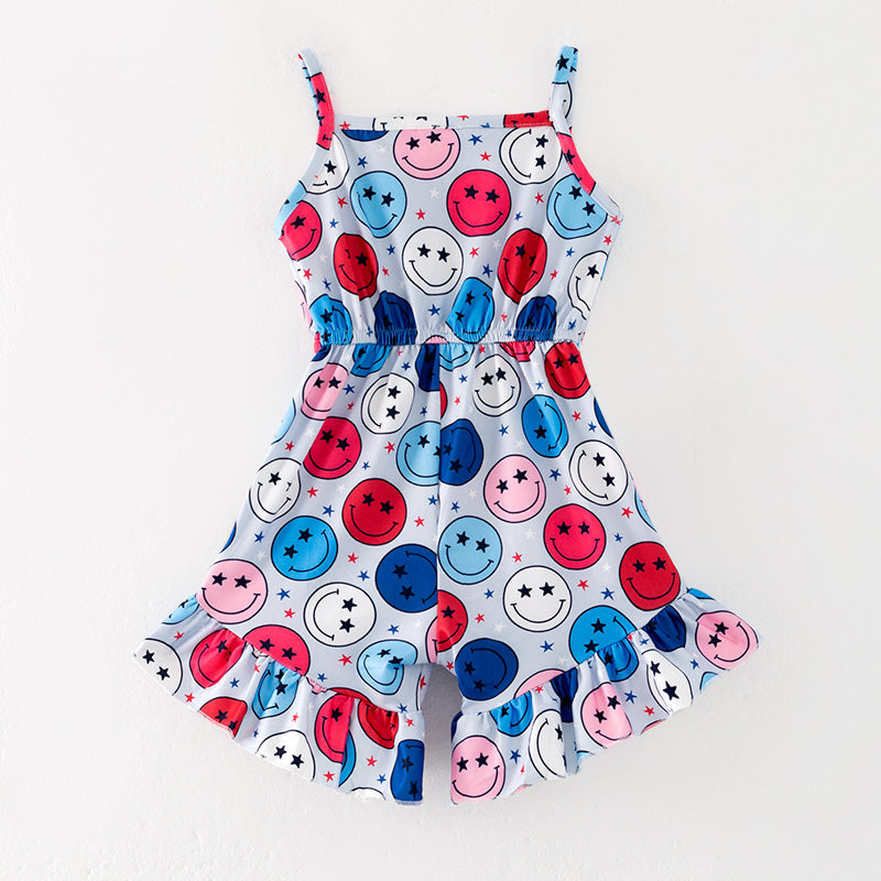 (In Stock)Girls Patriotic Print Jumpsuit 3 Pcs