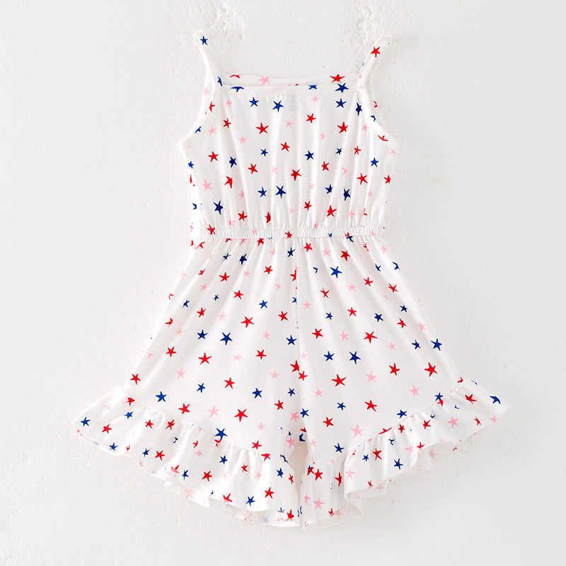 (In Stock)Girls Patriotic Print Jumpsuit 3 Pcs