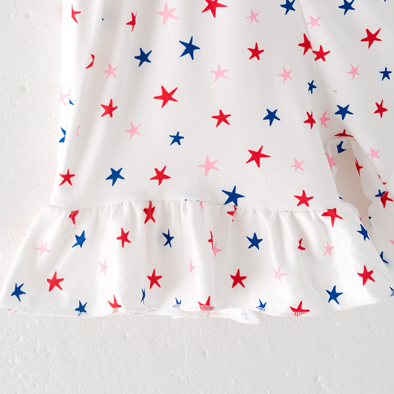 (In Stock)Girls Patriotic Print Jumpsuit 3 Pcs