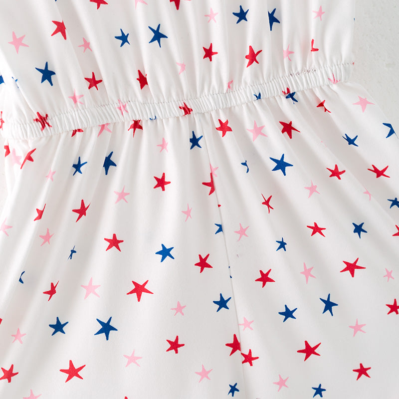 (In Stock)Girls Patriotic Print Jumpsuit 3 Pcs