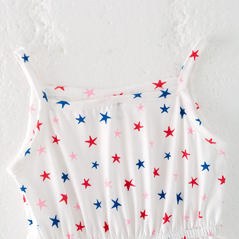 (In Stock)Girls Patriotic Print Jumpsuit 3 Pcs