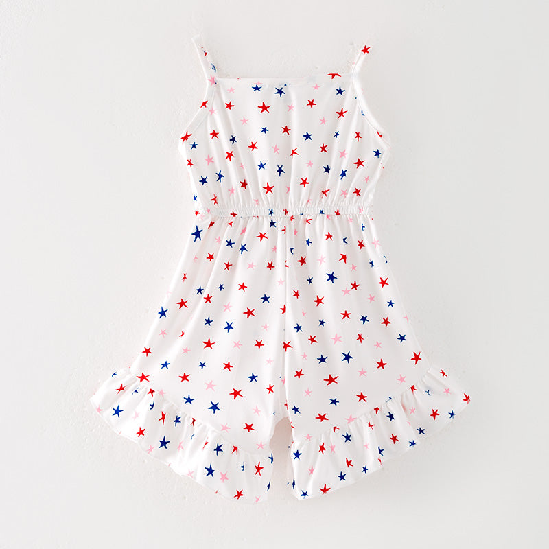 (In Stock)Girls Patriotic Print Jumpsuit 3 Pcs