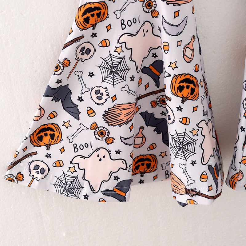 (In Stock E31-2-2)Girls Halloween Print Outfit Set