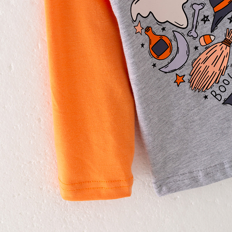 (In Stock E31-2-2)Girls Halloween Print Outfit Set