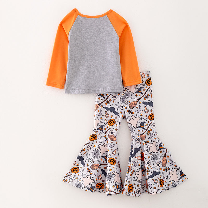 (In Stock E31-2-2)Girls Halloween Print Outfit Set