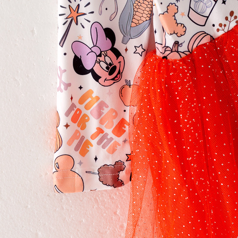 (In Stock E31-2-2)Girls Halloween Print Tulle Dress