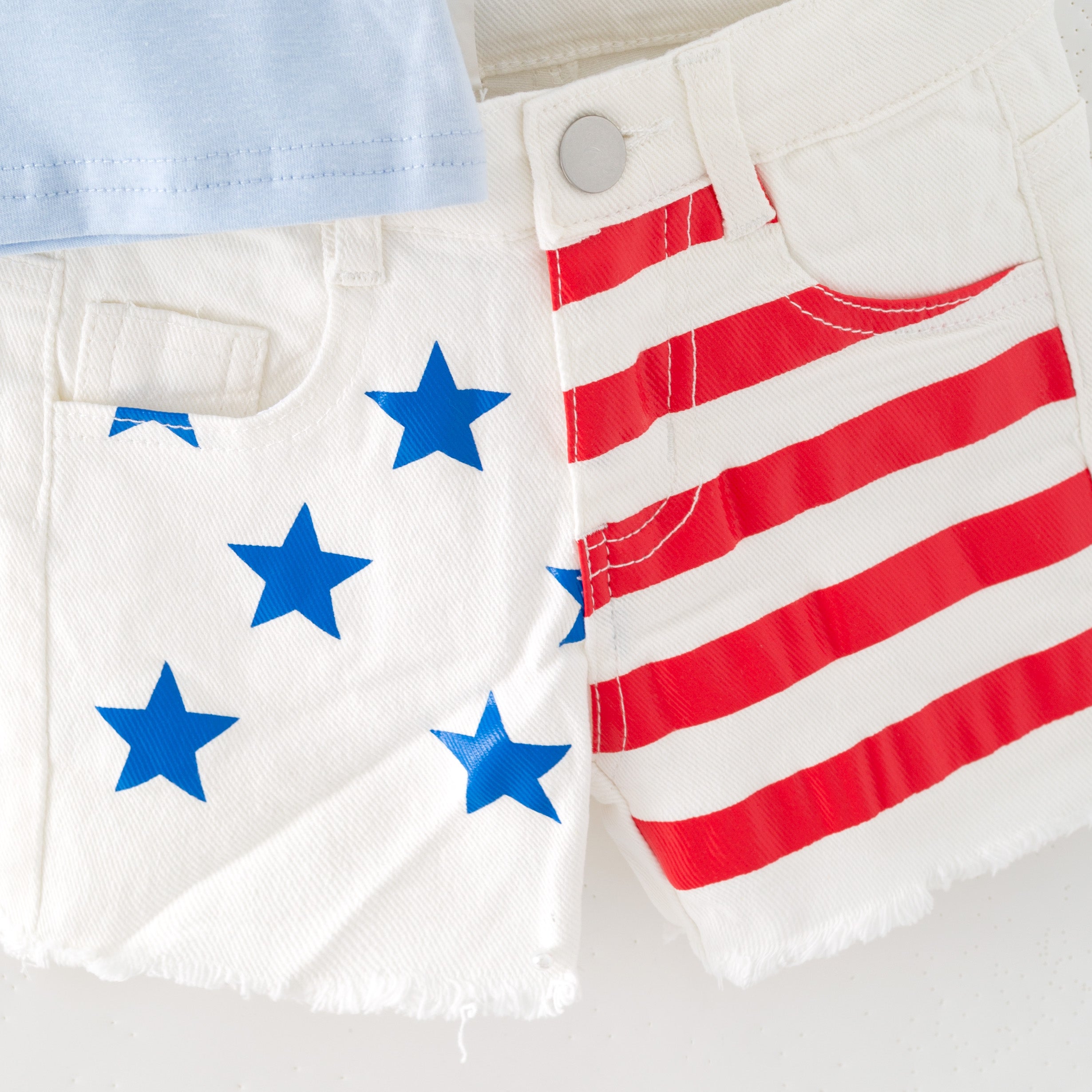 (In Stock)Girls Patriotic Born To Sparkle Embroidery Denim Shorts Set