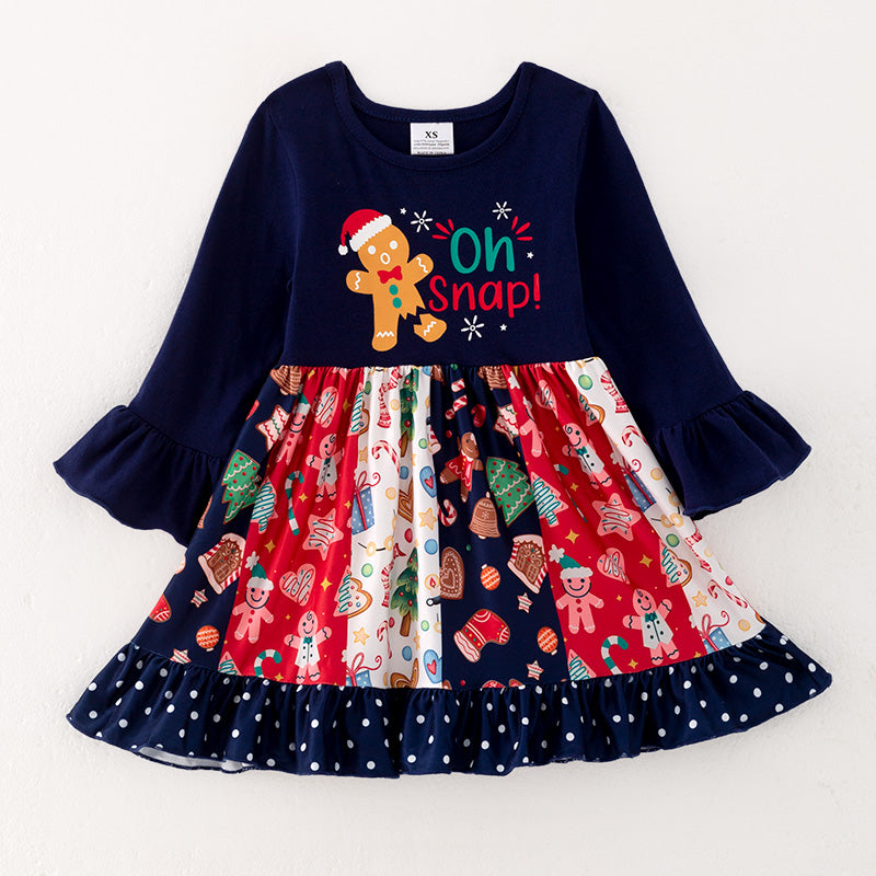 (In Stock L29-5-3)Girls Christmas Print Dress