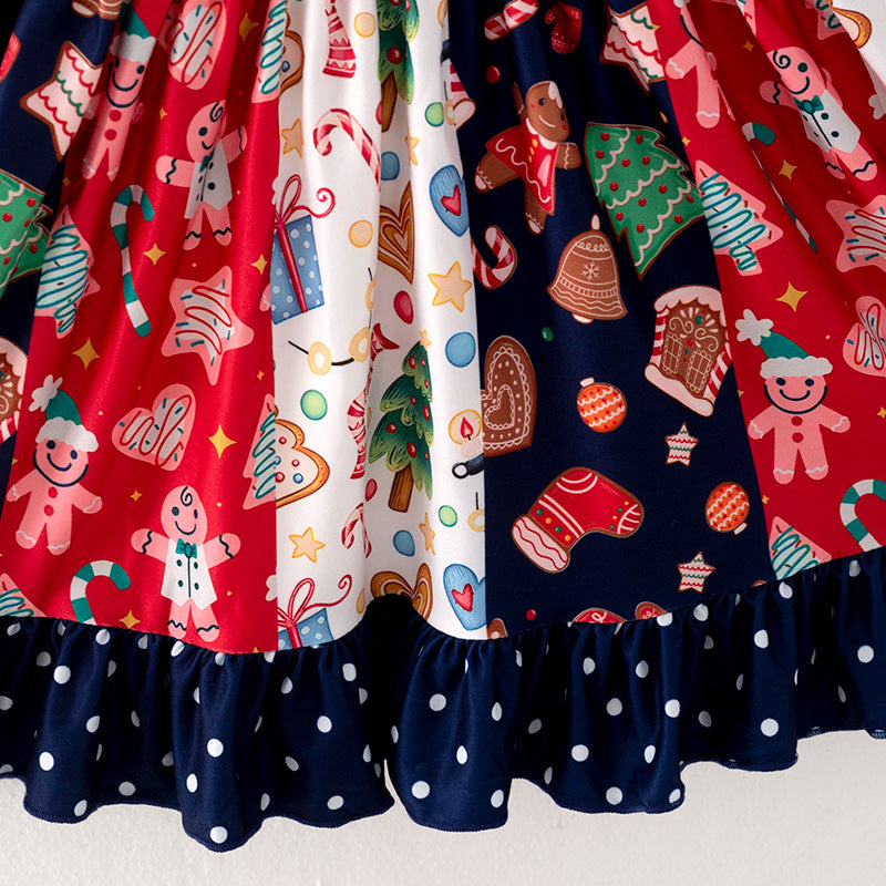 (In Stock L29-5-3)Girls Christmas Print Dress