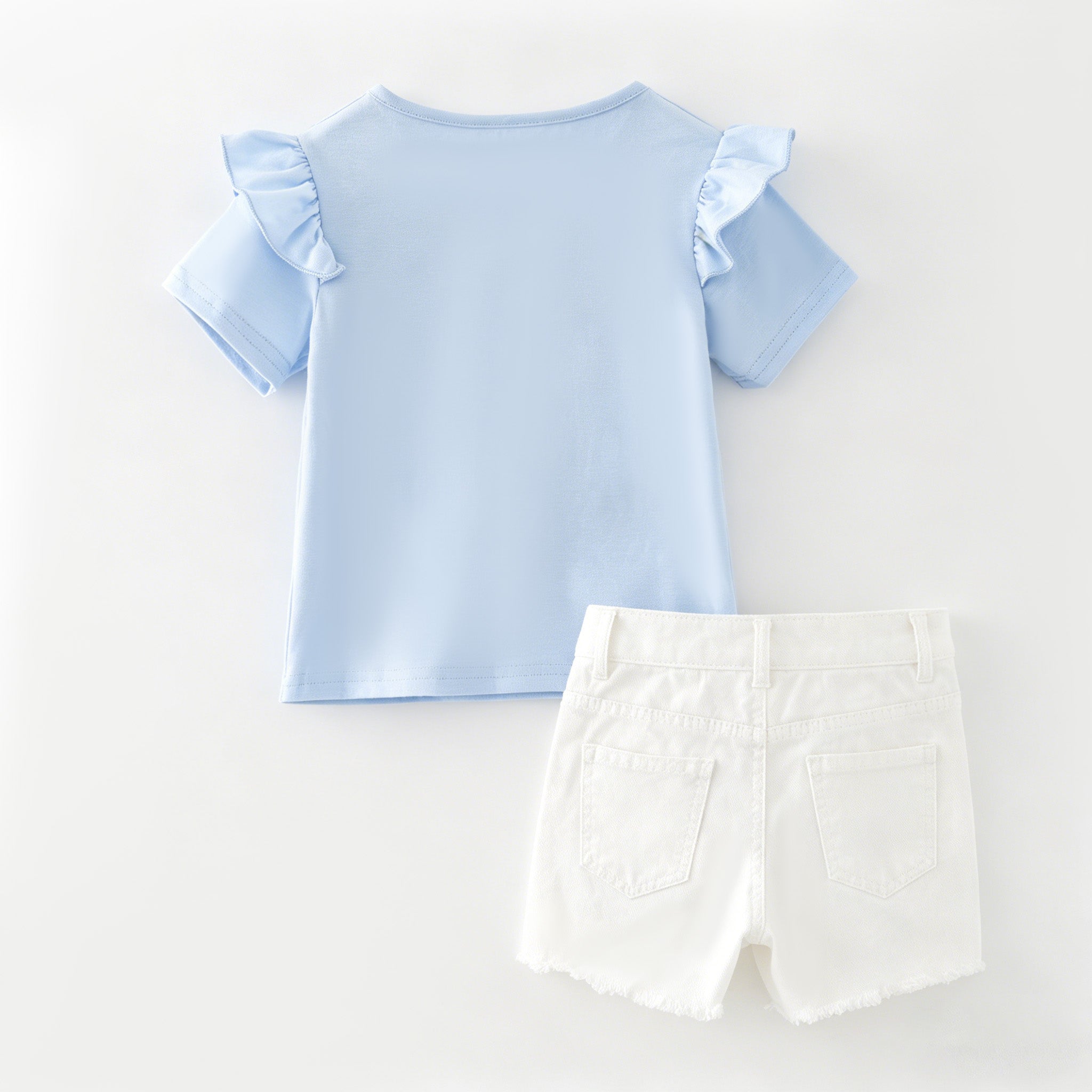 (In Stock)Girls Patriotic Born To Sparkle Embroidery Denim Shorts Set