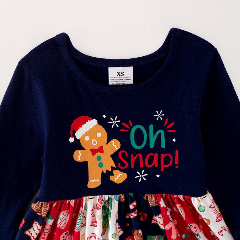 (In Stock L29-5-3)Girls Christmas Print Dress
