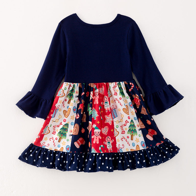 (In Stock L29-5-3)Girls Christmas Print Dress