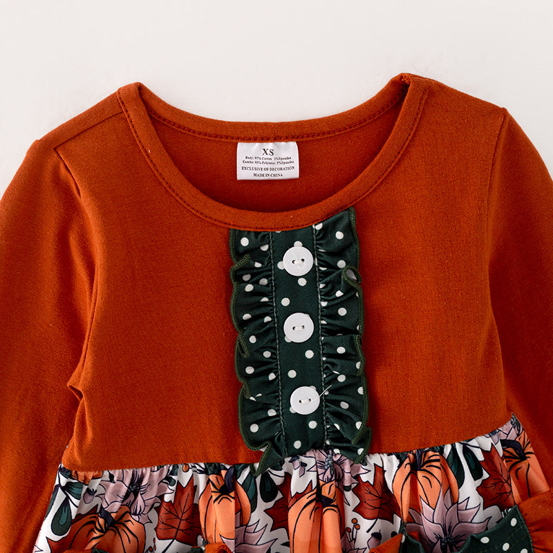 (In Stock E31-4-2)Girls Halloween Print Outfit Set