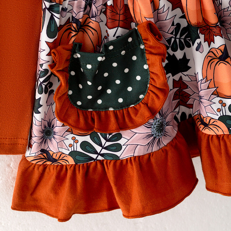 (In Stock E31-4-2)Girls Halloween Print Outfit Set