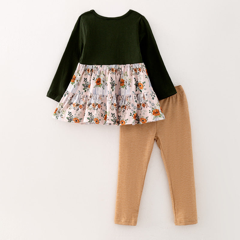 (In Stock E31-4-3)Girls Halloween Print Outfit Set