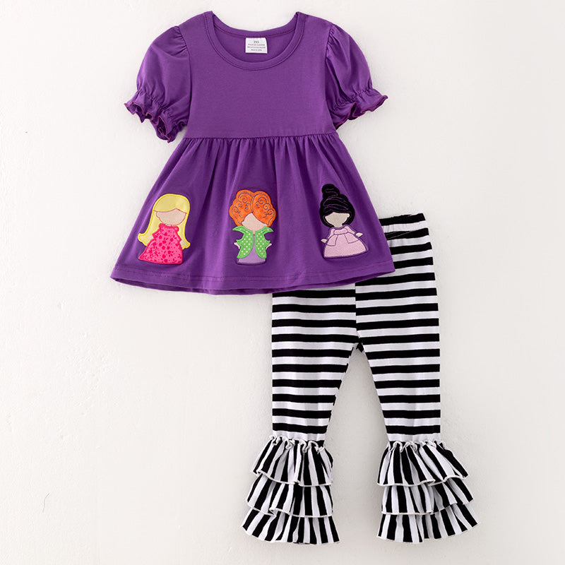 (In Stock E31-3-2)Girls Halloween Applique Outfit Set