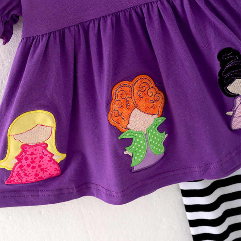 (In Stock E31-3-2)Girls Halloween Applique Outfit Set