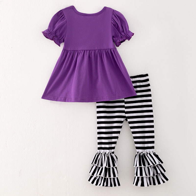 (In Stock E31-3-2)Girls Halloween Applique Outfit Set
