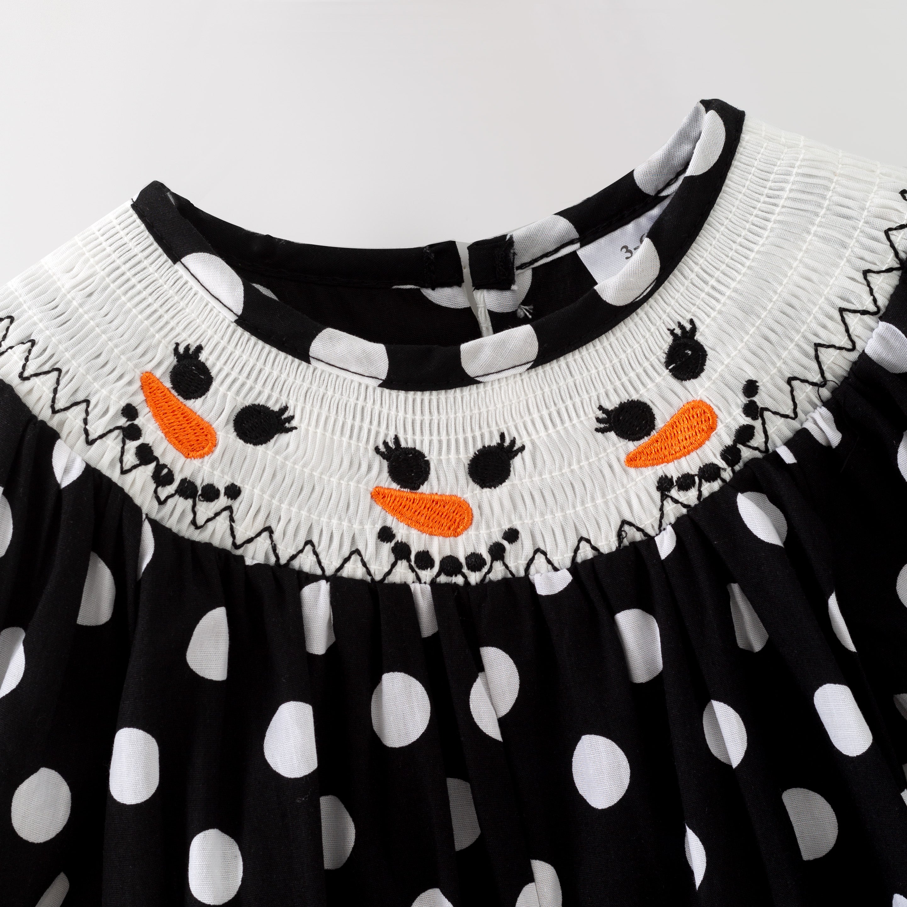 (In Stock)Toddler Girls Christmas Snowman Embroidery Smocked Romper