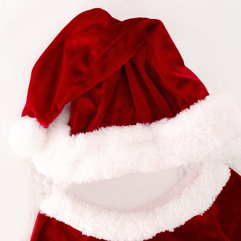 (In Stock L26-4-2)Girls Christmas Red Velvet Santa Suit