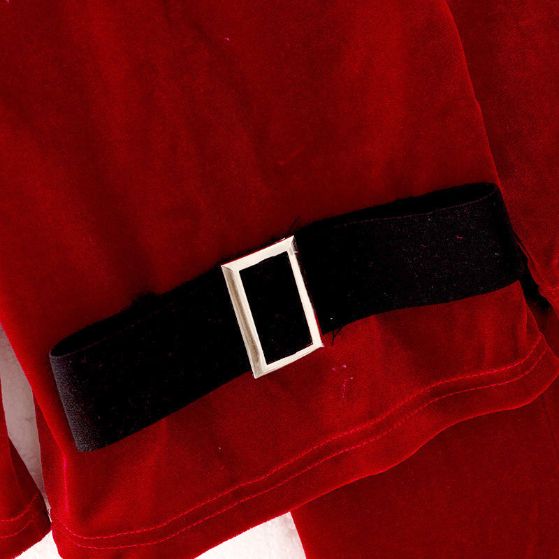 (In Stock L26-4-2)Girls Christmas Red Velvet Santa Suit