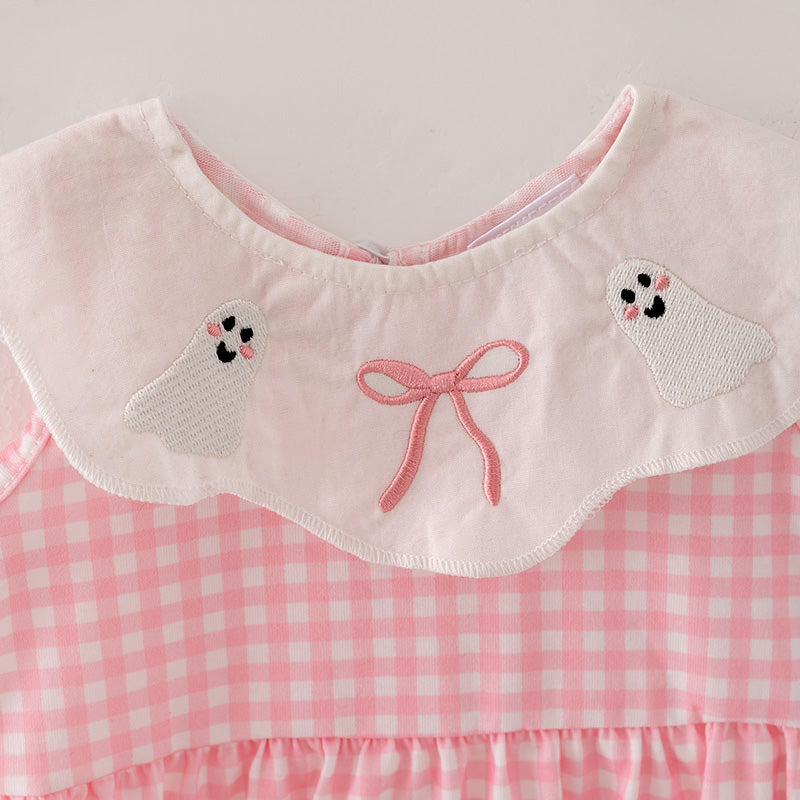 (In Stock A5-7-1)Baby Girls Halloween Embroidery Romper