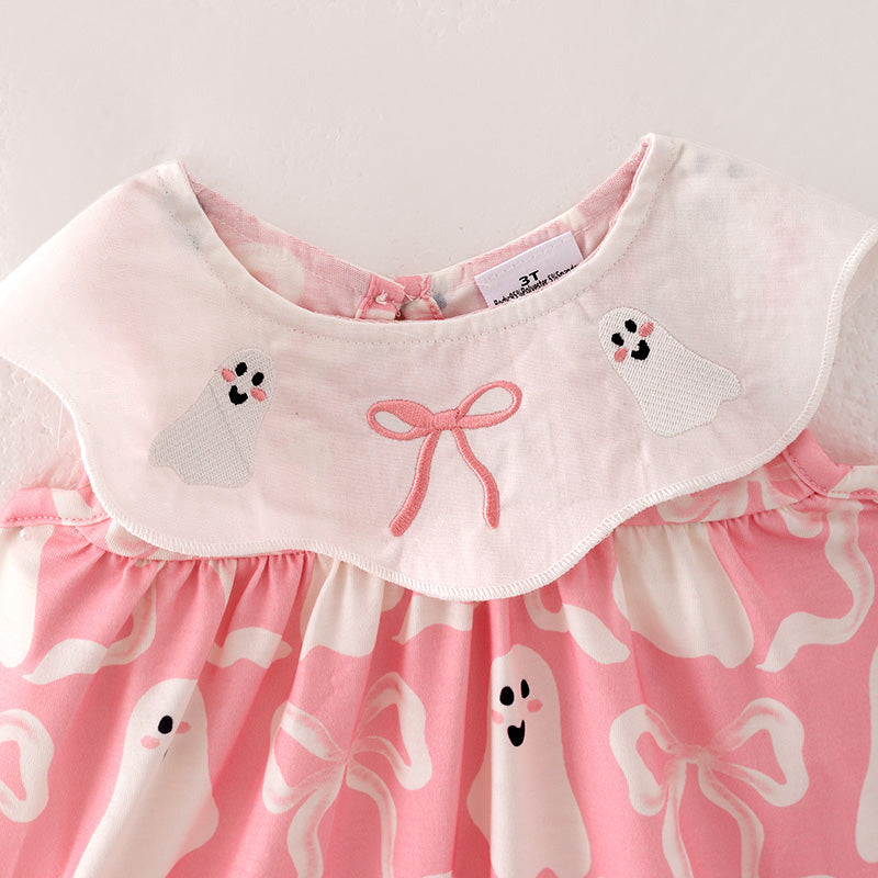 (In Stock A5-1-3)Girls Halloween Embroidery Outfit Set