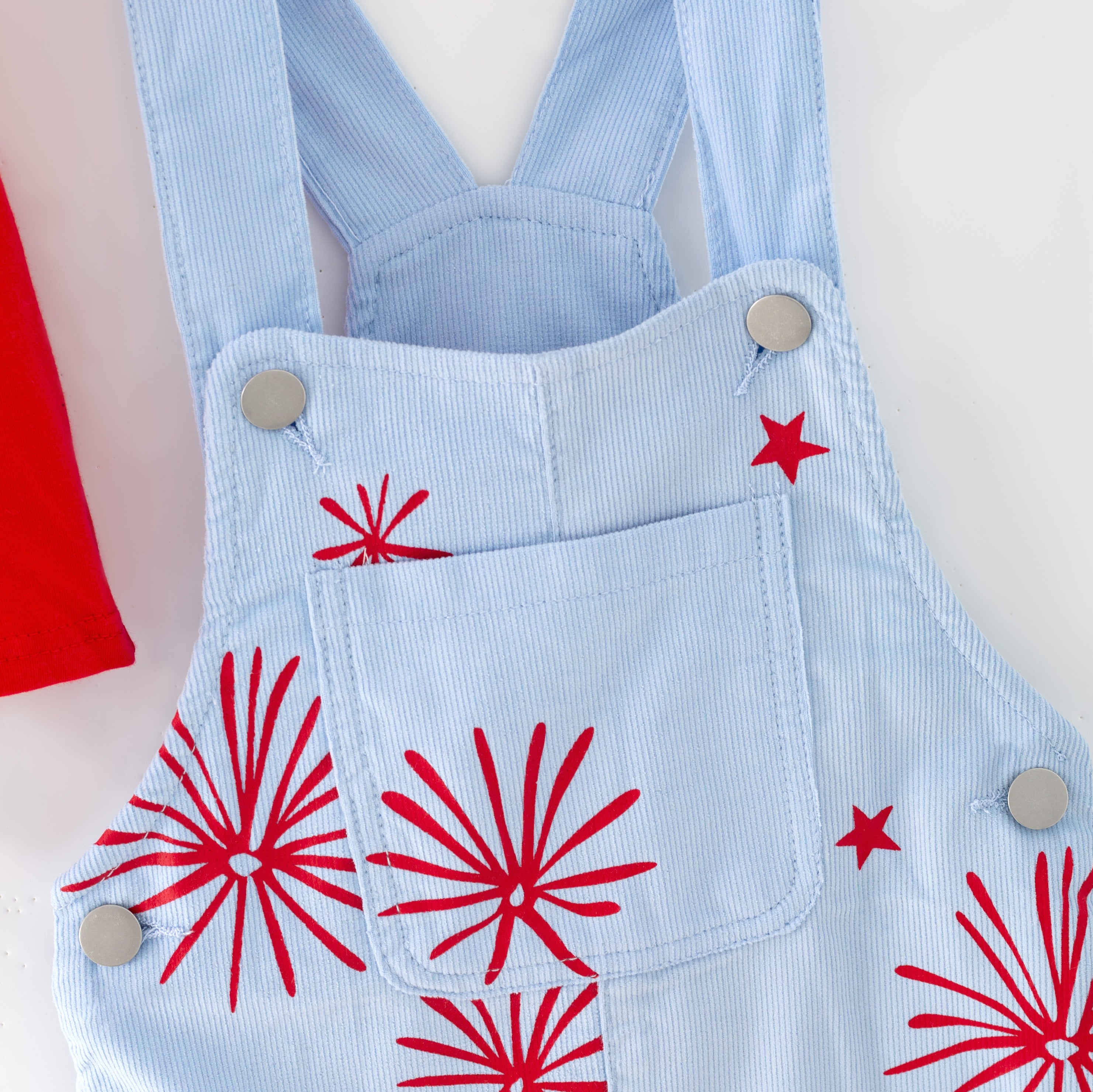 (In Stock)Girls Summer Patriotic Cotton Top Overall Dress Set