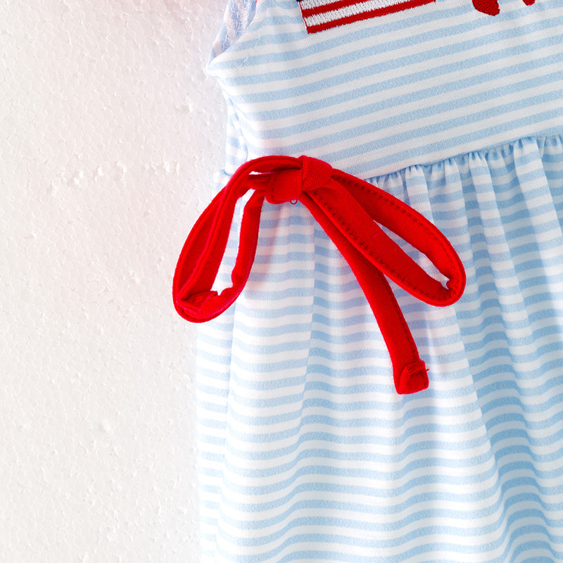 (In Stock)Girls Patriotic Embroidery Shorts Set