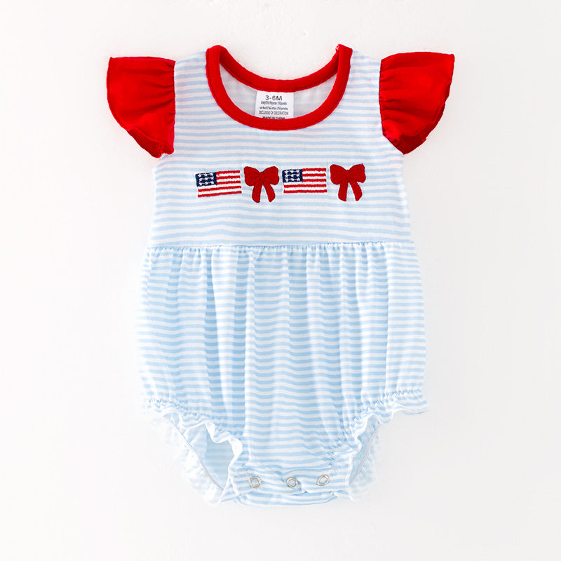 (Pre Order)Toddler Girls Patriotic Embroidery Romper