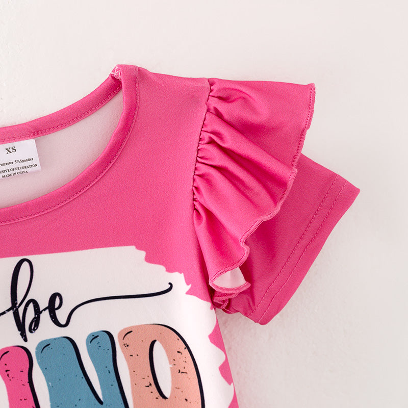 (In Stock E6-5-2)Girls Fall be KIND Print Outfit Set