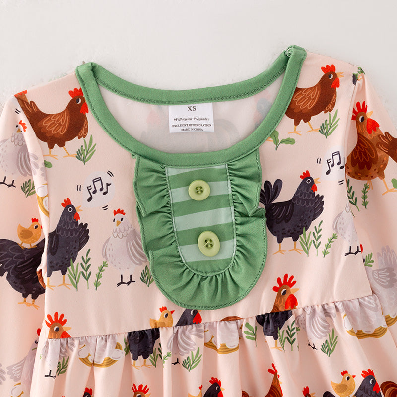 (In Stock E7-1-1)Girls Fall Chick Print Outfit Set