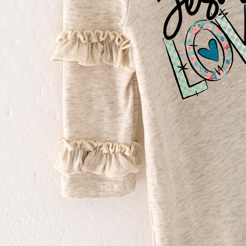 (In Stock E18-2-1)Baby Girls Jesus loves Me Print Romper