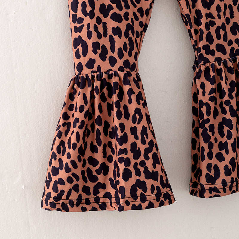 (In Stock E6-5-1)Girls Fall Leopard Print Outfit Set