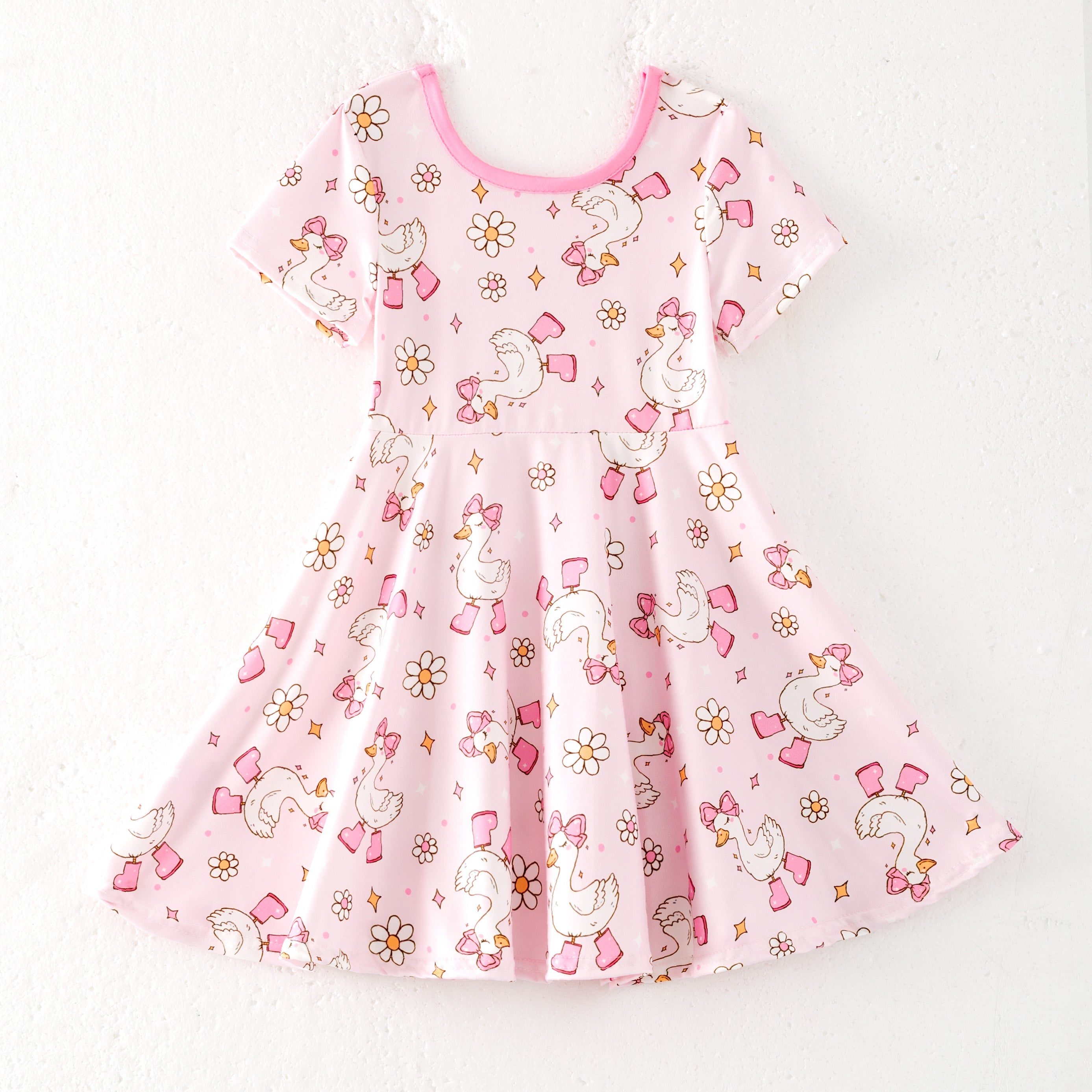 (Pre Order)Girls Spring and Summer Silly Goose Print Dress&Set