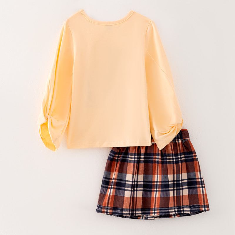 (In Stock E6-4-1)Girls Fall be KIND Print Skirt Set