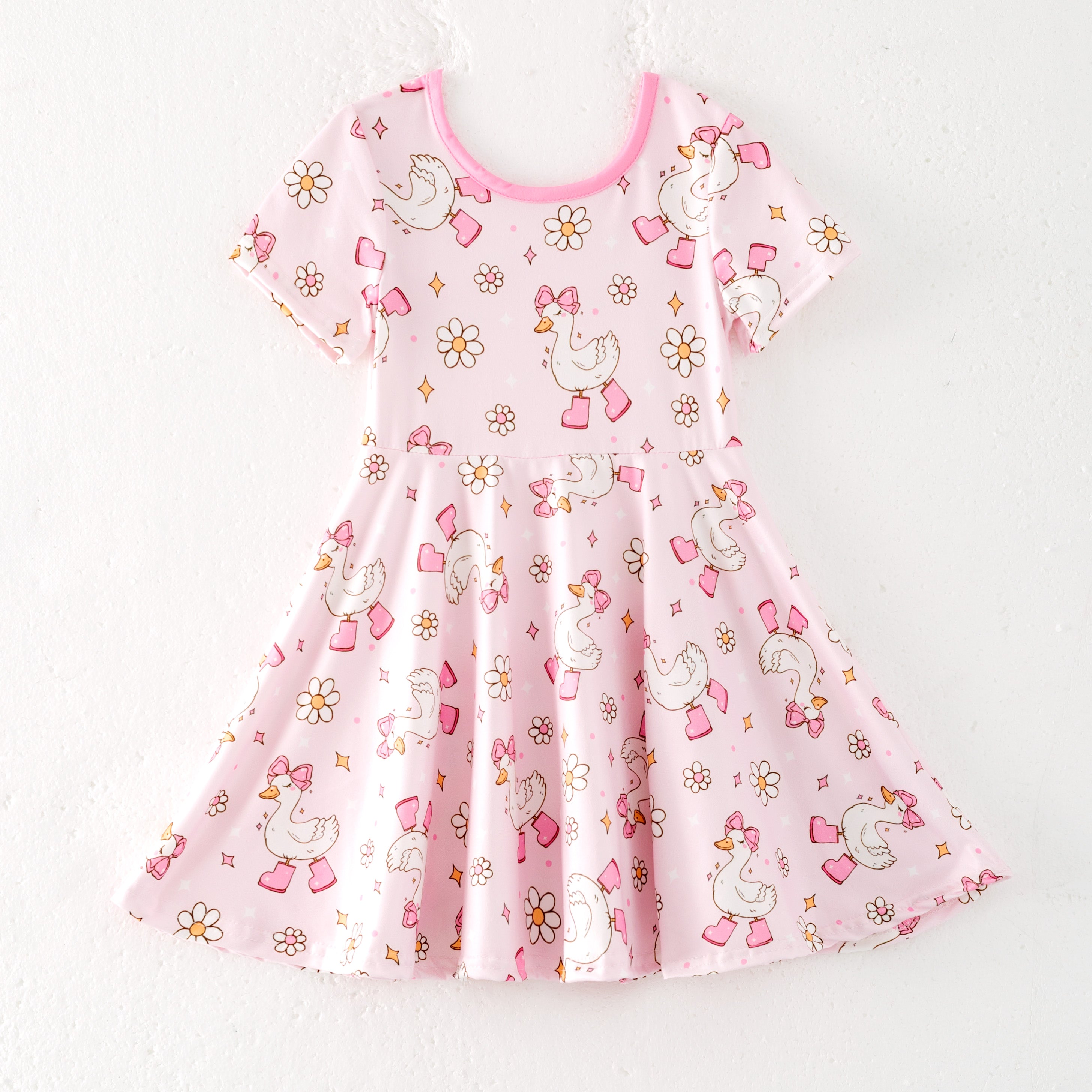 (Pre Order)Girls Spring and Summer Silly Goose Print Dress&Set