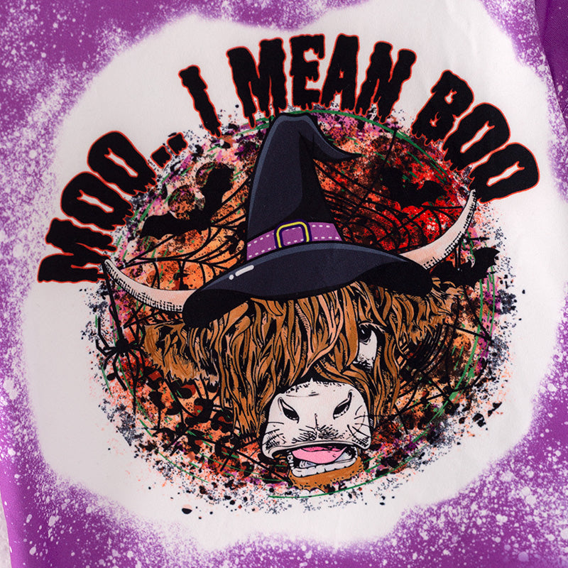 (In Stock G19-1-1)Girls Halloween Print Outfit Set