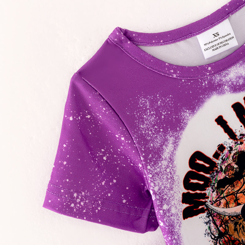 (In Stock G19-1-1)Girls Halloween Print Outfit Set