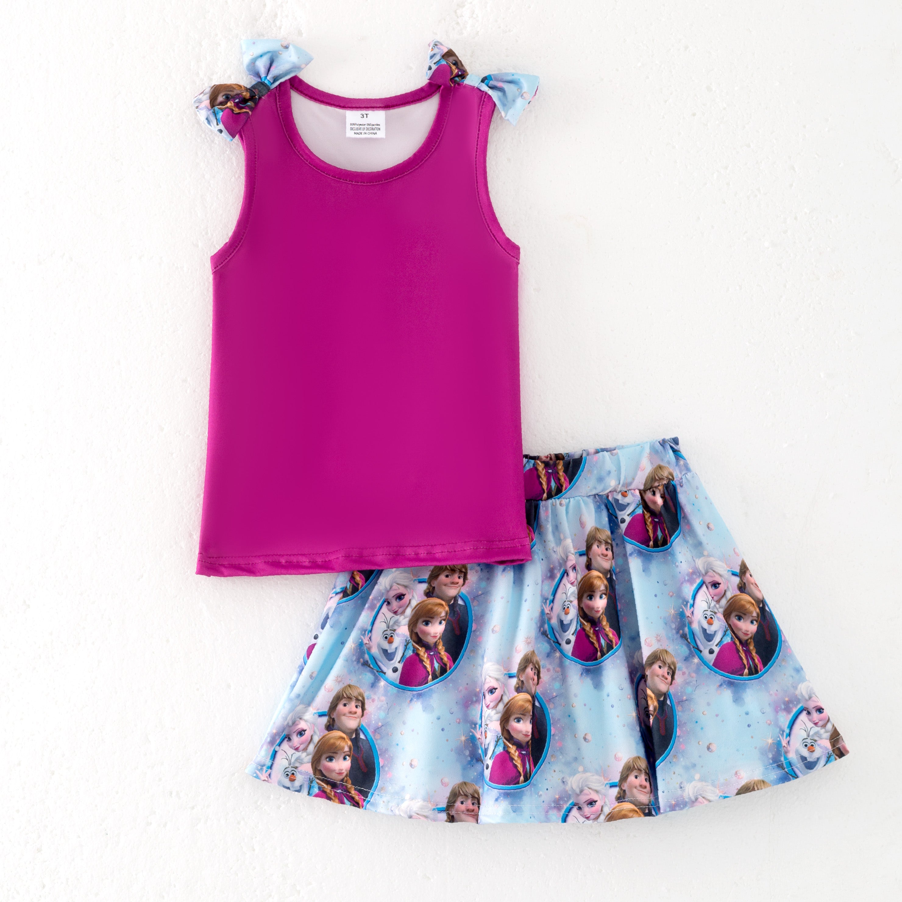 (Pre Order)Girls Spring and Summer Princess Print Skort Set