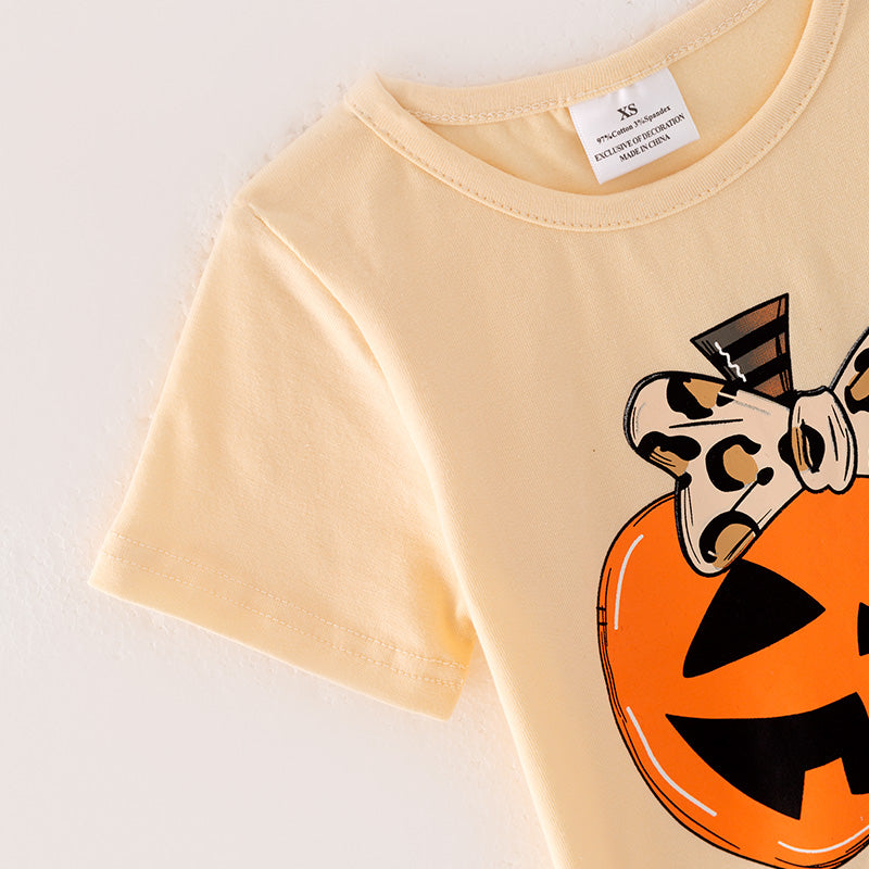 (In Stock G19-1-1)Girls Halloween Applique Outfit Set