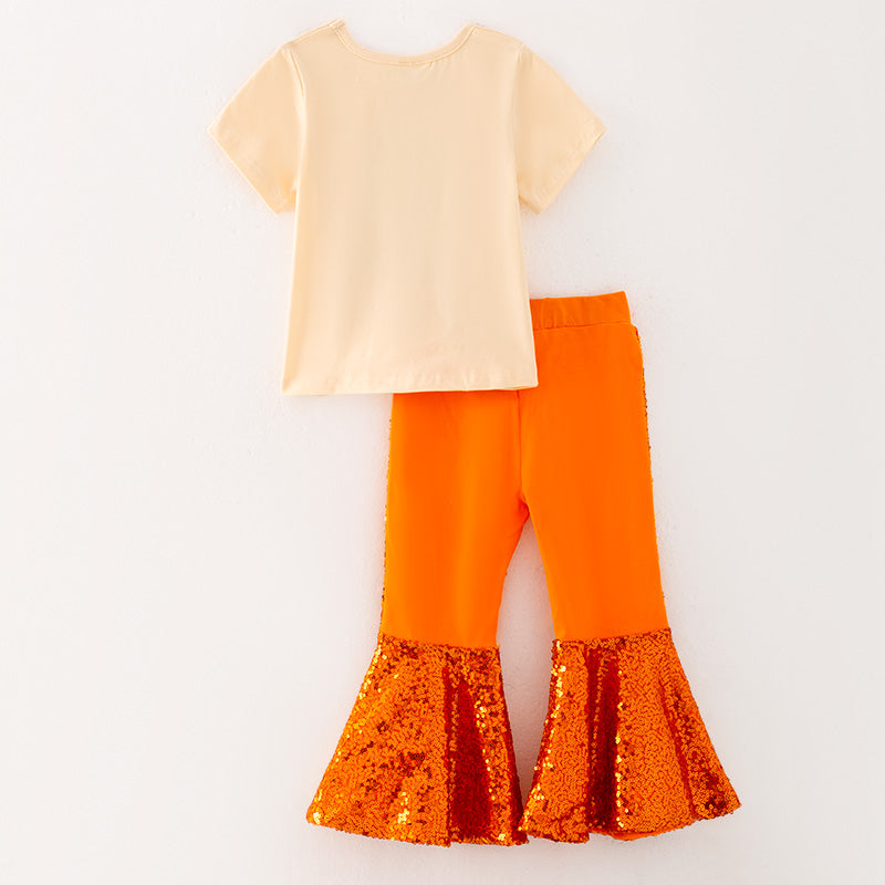 (In Stock G19-1-1)Girls Halloween Applique Outfit Set