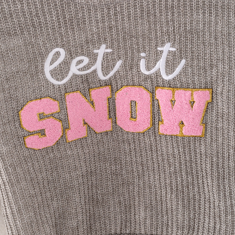 (In Stock G28-2-2)Girls Christmas Chenille Patches Sweater Sequin Pants Set