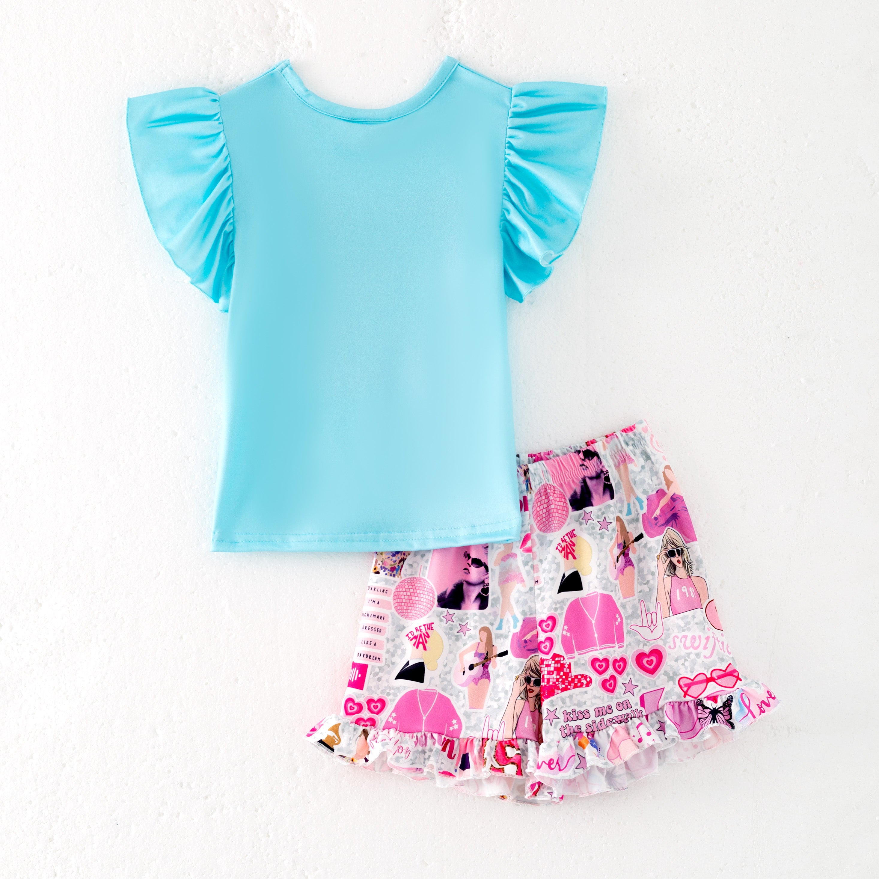 (Pre Order)Girls Summer TS Print Short Set