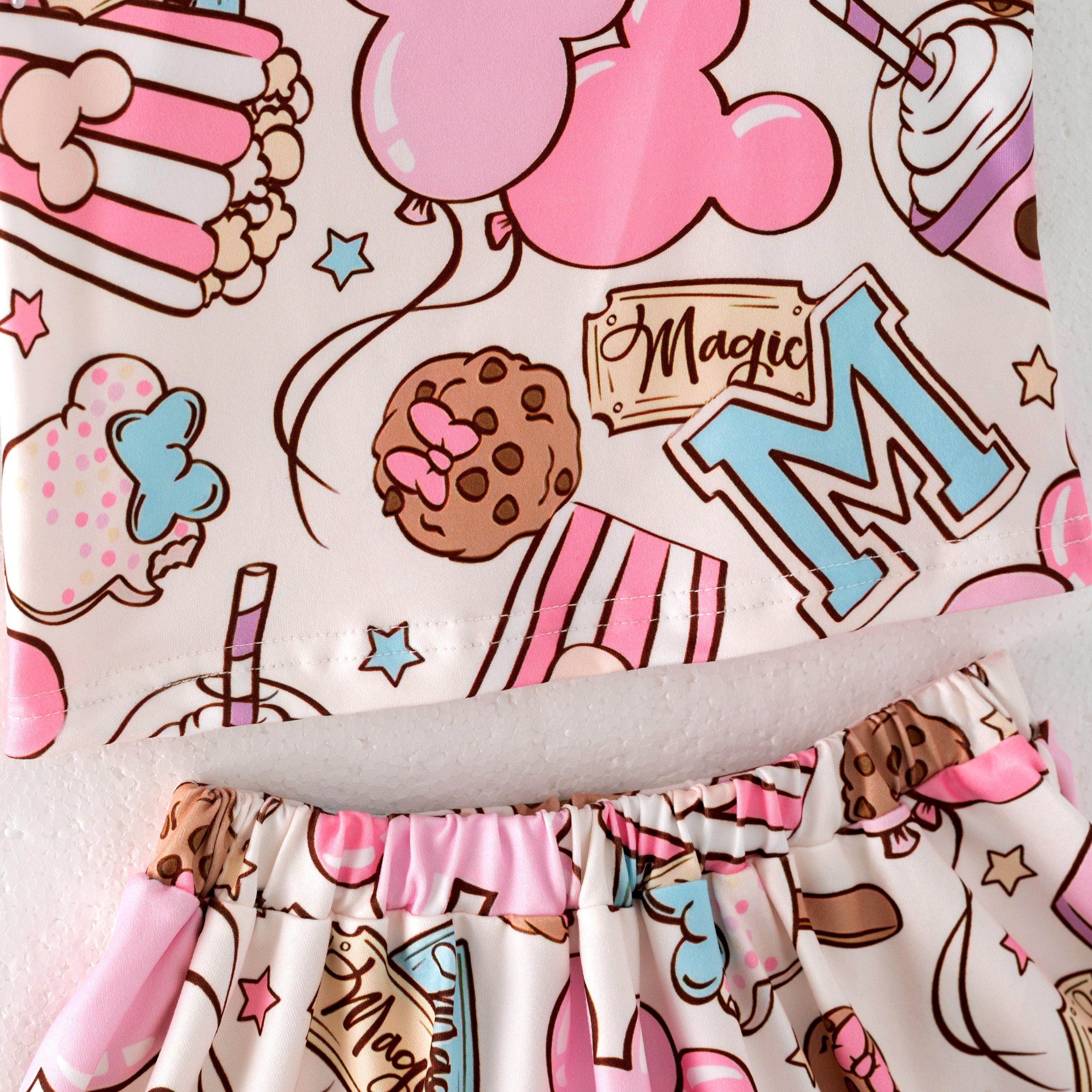 (Pre Order)Girls Summer Cute Cartoon Print Skirt Set