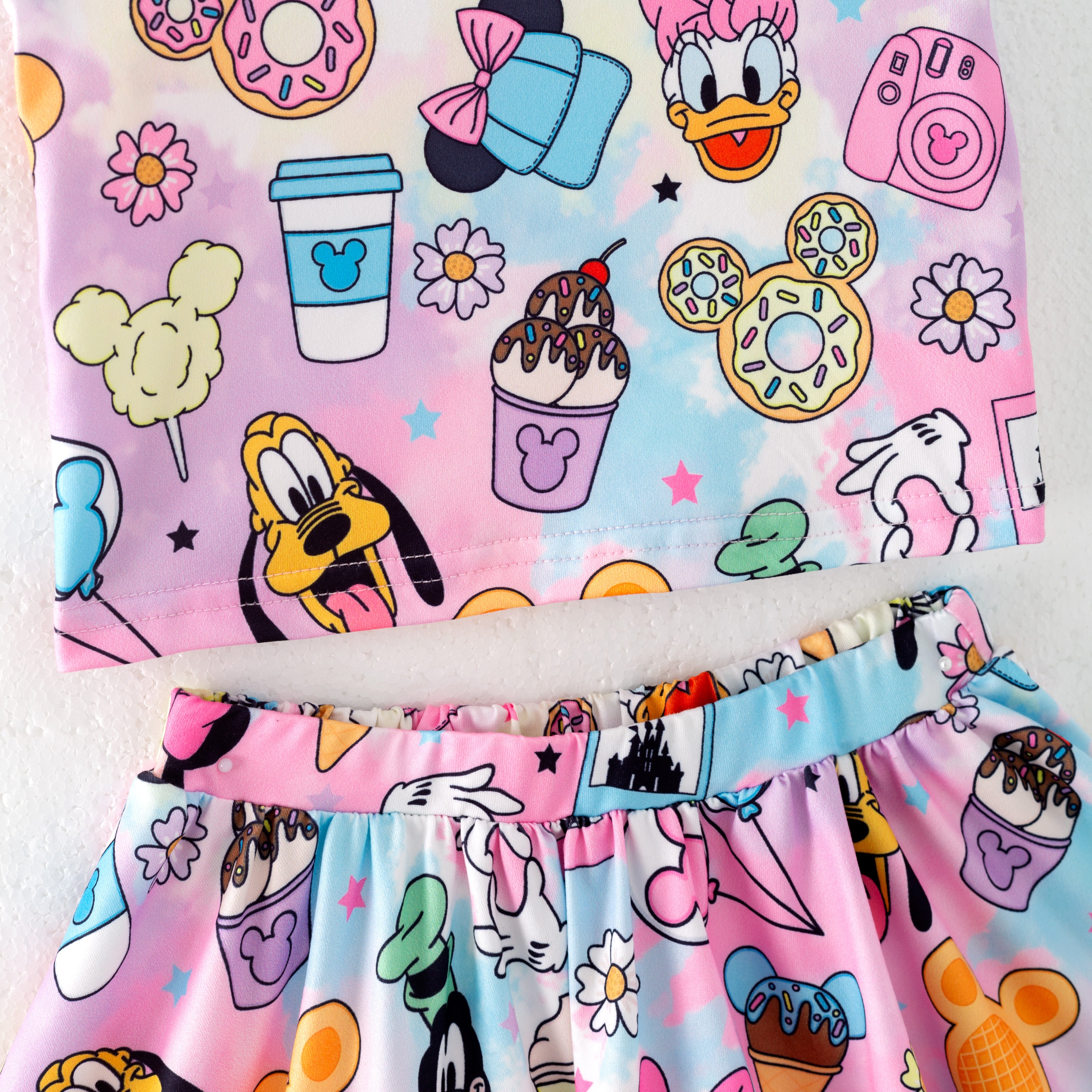 (Pre Order)Girls Summer Cute Cartoon Print Skirt Set