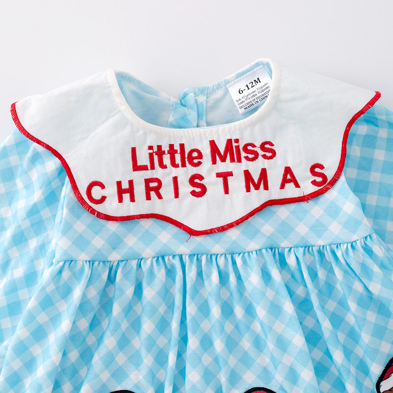 (In Stock)Baby Girls Christmas Princess Santa Embroided Romper Set