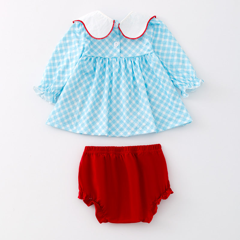 (In Stock)Baby Girls Christmas Princess Santa Embroided Romper Set