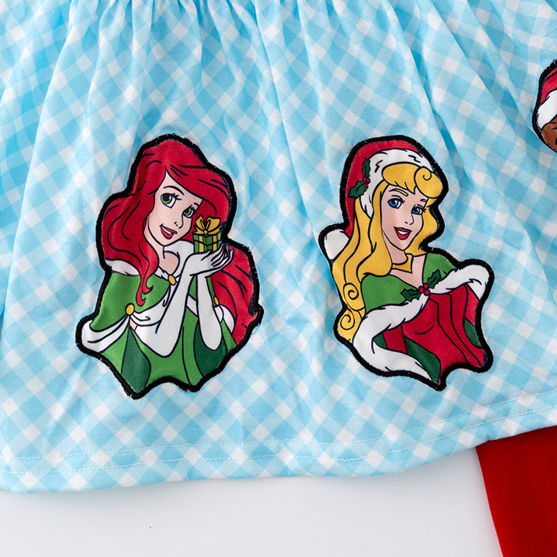 (In Stock)Girls Christmas Princess Embroided Outfit Set